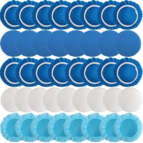 40 Pieces Polishing Bonnet Pads,Car Polisher Pad Bonnet 7-8 Inch, Car Buffer Bonnets Microfiber Bonnet Waxers Bonnet Set,Mix Pack 24 Microfiber 8 Non Woven 8 Woolen for Car Polisher