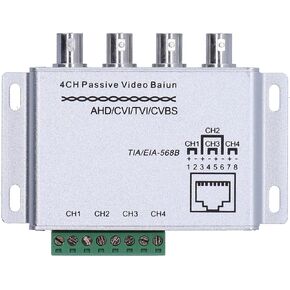 Video Balun, 1080P 4 Channel Passive Balun -interference for UTP Converter for Passive Video Twisted Pair Transceiver for Home for Industry