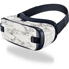 MightySkins Skin Compatible with Samsung Gear VR (2016) wrap Cover Sticker Skins White Marble