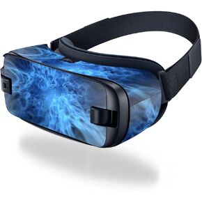 MightySkins Skin Compatible with Samsung Gear VR (2016) wrap Cover Sticker Skins Blue Mystic Flames