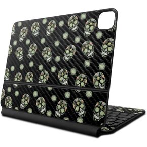 Carbon Fiber Skin Compatible with Apple Magic Keyboard for iPad Air 11-inch (M2) 2024 - Nighttime Skulls - Premium 3M Vinyl Protective Decal Cover - Easy to Apply | Crafted in The USA by MightySkins