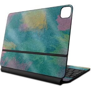 Glossy Glitter Skin Compatible with Apple Magic Keyboard for iPad Air 11-inch (M2) 2024 - Watercolor Blue - Premium 3M Vinyl Protective Decal Cover - Easy to Apply | Crafted in The USA by MightySkins