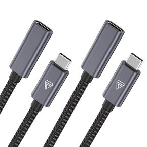 USB Type C Extension Cable, (10FT/3M) USB 3.1 (5gbps) Male to Female Extender Braided Data Cord for MacBook M2 Air Pro M1, iPad Pro, Surface, Samsung Galaxy S22/S21/S20 Grey-2 Packs