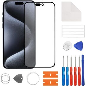 New Front Outer Lens Glass Screen Replacement for iPhone 15 Promax with Free Repair Tools Kit.(No LCD Touch ＆ Digitizer)