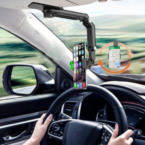 360-Degree Multifunctional Sun Visor Car Mount with USB Cable - Universal Adjustable Phone Holder, Compatible with Most Phones, Sturdy Design (Green)