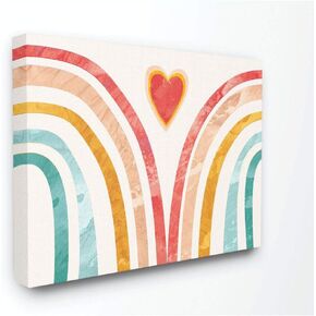 The Kids Room by Stupell Kids Paper Collage Rainbow Heart Design Wall Art, 16 x 20, Gallery Wrapped Canvas