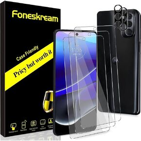 [3+2 Pack] Compatible for Motorola Moto G Stylus 2022 Screen Protector + Camera Protector Tempered Glass (5G 6.8 inch) Case Friendly