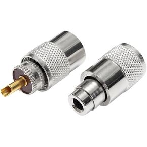 PL259 Coax Connectors, PL-259 UHF Male Solder Connector Plug with Reducer for LMR195 50-3-7 RG142 RG58 RG213 RG8U Compatible with ham Radio Antennas (2-Pack)