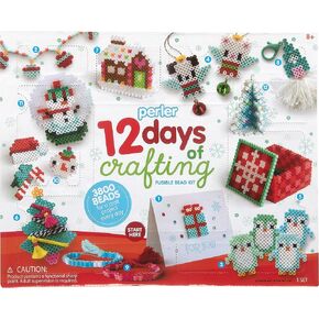Perler 3D Holiday Wreath Fuse Bead Craft Kit, 1.88" x 14.55" x 10.95", 4003 Piece & Christmas Fuse Bead Craft Kit with 13 Patterns, Multicolor 2005 Piece