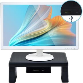 DAC Stax Adjustable, Stackable Desktop Computer Monitor Stand Laptop Riser with 2 USB Charging Ports, Supports up to 66 Pounds, Medium Size