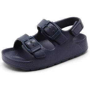 INMINPIN Toddler Boys Girls Buckle Sandals Comfort Open Toe Sandal with Adjustable Back Strap, Blue, 7 Toddler