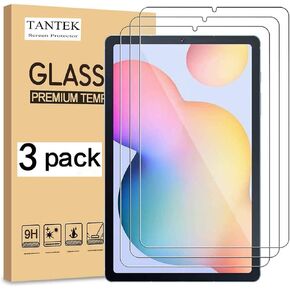 TANTEK [3-Pack Screen Protector for Samsung Galaxy Tab S6 Lite(SM-P610/P615,2020) 10.4 inch,Tempered Glass Film,Ultra Clear,Anti Scratch,Bubble Free,S-Pen Compatible