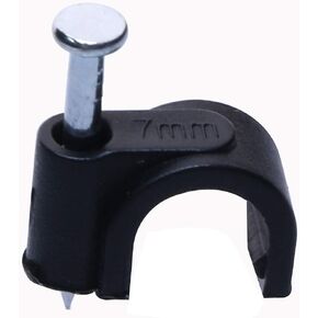 Mini Skater 7 mm Diameter Circle Ethernet Nylon Wire Cable Clips Clamps with Steel Nail, 100pcs/Pack（7mm,Black）