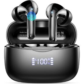 Wireless Earbuds - Bluetooth 5.3 Headphones Hi-Fi Sound - Ear Buds with ENC Cancelling Mics - IP7 Waterproof in Ear Earbuds, LED Display Earphones - 48H Playtime for Laptop, Android, iOS Phones & Pad