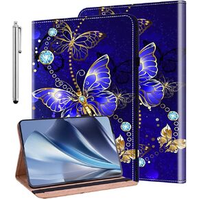 Case for Samsung Galaxy Tab A9+/A9 Plus 11 Inch 2023, Stylus Holder Flip Wallet Leather Shockproof Cover for Galaxy Tab A9+ Plus SM-X210/X216/X218 Case, Diamond Butterfly