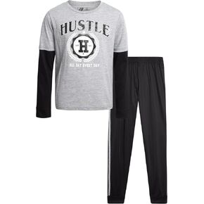 Pro Athlete Boys' Active Pants Set - 2 Piece Performance T-Shirt and Tricot Jogger Sweatpants - Sports Outfit for Boys (8-16)