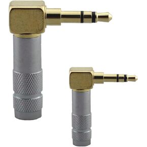 [2pcs] 3.5mm Right Angle Male Plug Gold Plated Solder Connector [Wv-lstp-2]