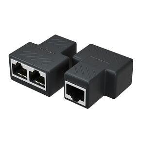 ezonpinzv 2021 Upgraded RJ45 Ethernet Splitter Connectors Adapter 1 to 2 Ethernet Splitter Coupler Double Socket HUB Interface Contact Modular Plug Connect Network LAN Internet Cat5 Cat6 Cable 2-Pack