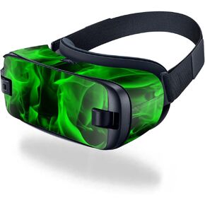 MightySkins Skin Compatible with Samsung Gear VR (2016) wrap Cover Sticker Skins Green Flames