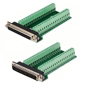 2PCS (1PCS Male 1PCS Female) DB37 Solderless Connector, RS232 D-SUB Serial to 2 Row 37-pin Port Terminal Adapter Breakout Board with Nuts