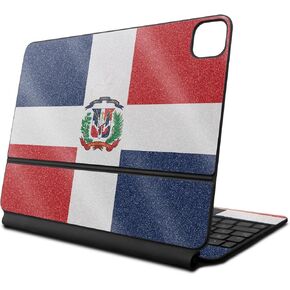 Glossy Glitter Skin Compatible with Apple Magic Keyboard for iPad Pro 13‑inch (M4) 2024 - Dominican Flag - Premium 3M Vinyl Protective Decal Cover - Easy to Apply | Crafted in The USA by MightySkins