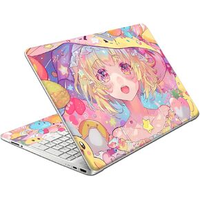 Laptop Skin Decal HP 15.6" - Kawaii Girl Laptop Cover Sticker No Cutting Required, No Bubble, Waterproof, Scratch Resistant - Including Wide Screen and Wrist Pad