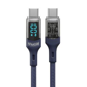 InfinaCore 6ft 100W LED Charging Cable - NextGen Universal USB C Charger Cable w/Visual Speed Indicator - Flexible, High-Speed Charger - Fast Charging for Apple, for Android, & for Samsung