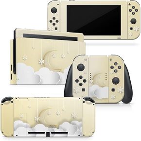 Tacky Design Moon and Star Skin Compatible with Nintendo Switch Skin Wrap Cover, Cream Skin for Nintendo Switch Stickers, Premium Vinyl 3M Full Wrap Decal, Compatible with Joy-Con, Console, Dock.