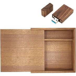 32GB USB3.0 Wood Flash Drive with Wood Gift Box, FEWINA Wooden USB Drive 32G USB 3.0 Super-Speed Thumb Drive Jump Drive Wooden Box Ideal Gift for Birthday/Anniversary/Wedding (6.73x6.73x1.38inch)