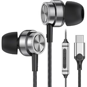 USB C Headphones for iPhone 15 Pro Max Plus Samsung Galaxy S24 S23 Ultra FE A55, USB C Earbuds with Microphones Type c in Ear Headphones Wired Earphones Compatible with ipad Pro 2022,Pixel 7/6 and etc