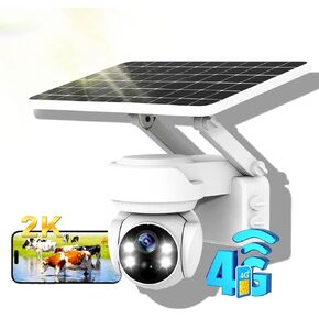 4G LTE Cellular Security Camera Outdoor, No WiFi Security Camera, 360° Full Cover with Solar Panel, Wireless No WiFi Security Camera, HD 2K+ Color Night Vision, Smart AI Detection