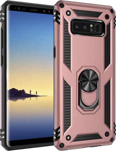 Military Grade Drop Impact for Samsung Galaxy Note 8 Case 360 Metal Rotating Ring Kickstand Holder Built-in Magnetic Car Mount Armor Shockproof Cover for Galaxy Note 8 Protection Case (Blue) in Kuwait