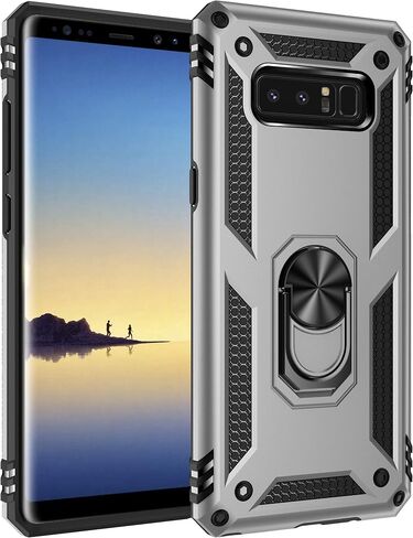 Military Grade Drop Impact for Samsung Galaxy Note 8 Case 360 Metal Rotating Ring Kickstand Holder Built-in Magnetic Car Mount Armor Shockproof Cover for Galaxy Note 8 Protection Case (Blue) in Kuwait