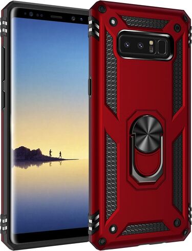 Military Grade Drop Impact for Samsung Galaxy Note 8 Case 360 Metal Rotating Ring Kickstand Holder Built-in Magnetic Car Mount Armor Shockproof Cover for Galaxy Note 8 Protection Case (Blue) in Kuwait