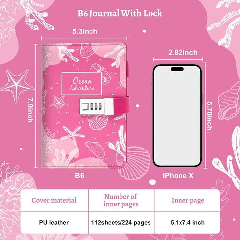 CAGIE Diary with Lock for Girls 224 Pages Unicorn Lock journal for Women with Star Pattern Paper, Purple Edge Starry Secret Diary for Women, 5.9" x 8.5", White Unicorn in Saudi Arabia