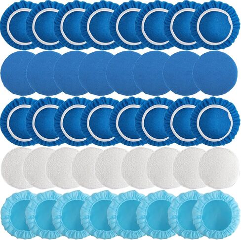 40 Pieces Polishing Bonnet Pads,Car Polisher Pad Bonnet 7-8 Inch, Car Buffer Bonnets Microfiber Bonnet Waxers Bonnet Set,Mix Pack 24 Microfiber 8 Non Woven 8 Woolen for Car Polisher in Saudi Arabia