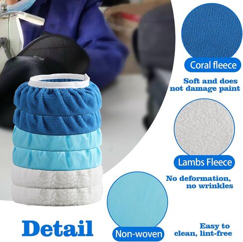 40 Pieces Polishing Bonnet Pads,Car Polisher Pad Bonnet 7-8 Inch, Car Buffer Bonnets Microfiber Bonnet Waxers Bonnet Set,Mix Pack 24 Microfiber 8 Non Woven 8 Woolen for Car Polisher in Saudi Arabia