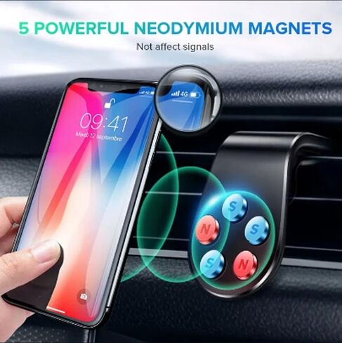 Glad Tidings Strong L-Shaped Magnetic Car Cell Phone Holder Air Vent Mount (Red) in Saudi Arabia
