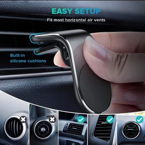 Glad Tidings Strong L-Shaped Magnetic Car Cell Phone Holder Air Vent Mount (Red) in Saudi Arabia