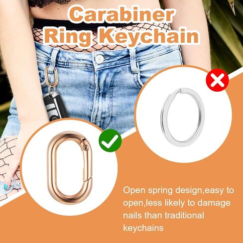 10 PCS Oval Carabiner Metal Open Snap Hooks Clip Spring Keyring Buckle Heavy Duty Chain Connector Wallet Chain Link Hardware Accessories for Bag Pet Collar Paracord Lanyard Outdoor Camping Hiking in Saudi Arabia
