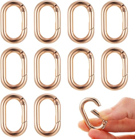 10 PCS Oval Carabiner Metal Open Snap Hooks Clip Spring Keyring Buckle Heavy Duty Chain Connector Wallet Chain Link Hardware Accessories for Bag Pet Collar Paracord Lanyard Outdoor Camping Hiking in Saudi Arabia