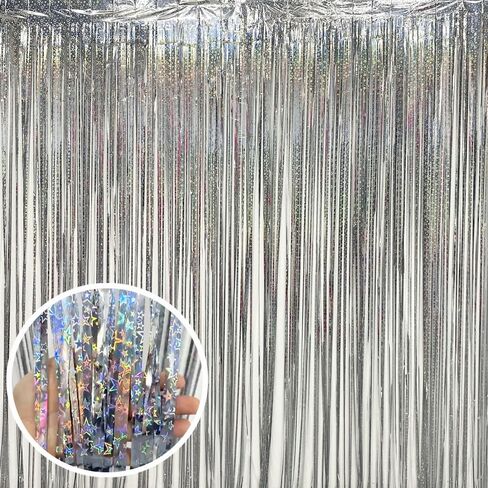 2pcs Pink and Purple Fringe Backdrop Light Purple Birthday Decoration Tinsel Party Backdrop Foil Fringe Curtain Tinsel Streamers Valentines Decorations for Wedding Engagement Bridal Baby Shower in Saudi Arabia