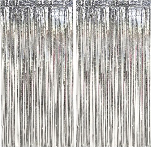2pcs Pink and Purple Fringe Backdrop Light Purple Birthday Decoration Tinsel Party Backdrop Foil Fringe Curtain Tinsel Streamers Valentines Decorations for Wedding Engagement Bridal Baby Shower in Saudi Arabia