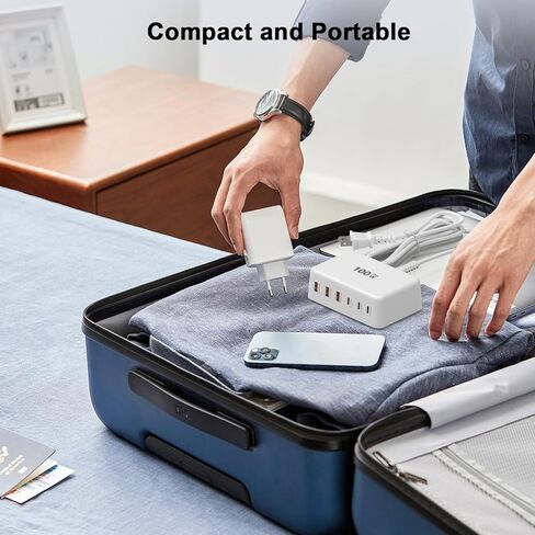 USB C Charger Block, 100W GaN 6 Port USB Type C Charging Station for Multiple Devices, 3 USB C 3 USB A Wall Charger Power Strip Adapter Plug Cube Brick for iPhone 16 15 14 13 12 Pro Max iPad Galaxy in Kuwait