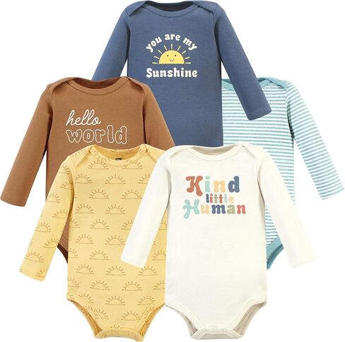 Hudson Baby Unisex Baby Cotton Long-Sleeve Bodysuits, Snuggle Bear 5 Pack, 18-24 Months in Kuwait