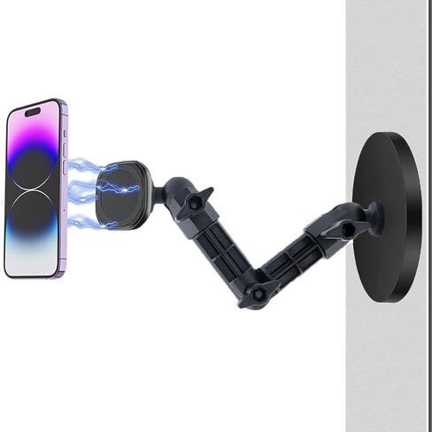 حامل هاتف مغناطيسي مزدوج للأسطح المعدنية، تصوير مقاطع فيديو للتمرين بدون استخدام اليدين، مصمم للصالة الرياضية واليوجا والمستودع والمكتبة والمطبخ، متوافق مع iPhone 15 14 13 12 11 Xs Xr وجميع الهواتف المحمولة in Kuwait