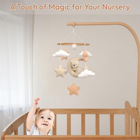 Crib Mobile for Girls, Sleeping Princess Bear Baby Mobile for Crib, Handmade Felt Crib Mobile, Baby Crib Mobile with Cloud and Stars, Nursery Baby Mobile for Bassinet (Cinnamon) in Saudi Arabia