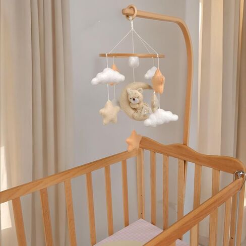 Crib Mobile for Girls, Sleeping Princess Bear Baby Mobile for Crib, Handmade Felt Crib Mobile, Baby Crib Mobile with Cloud and Stars, Nursery Baby Mobile for Bassinet (Cinnamon) in Saudi Arabia
