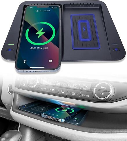 شاحن لاسلكي CarQiWireless لسيارة Toyota Highlander 2019 2018 2017 2016 2015 2014 ملحقات، منظم وحدة التحكم المركزية لوحة شحن الهاتف اللاسلكي لملحقات Toyota Highlander 2014-2019 in Kuwait