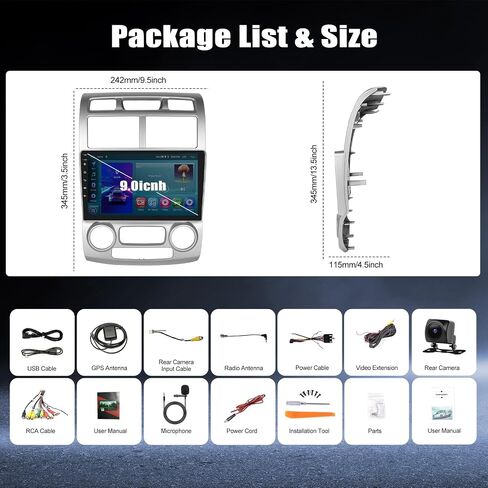 SIXTOP [2+64G] Android Car Stereo for KIA Sportage 2005-2010 Upgrade Replacement Radio Carplay Android Auto Mirror Link 30 Themes 9 inch Touchscreen Head Unit FM GPS Bluetooth+Backup Camera&MIC in Saudi Arabia